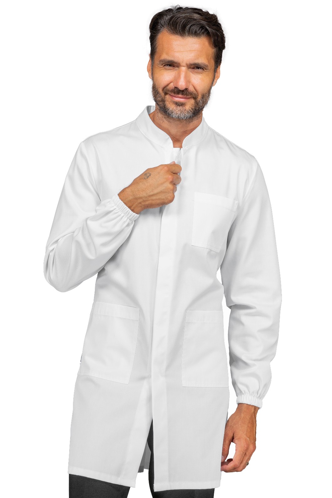 DOVER - Camice bianco uomo con cerniera misto cotone