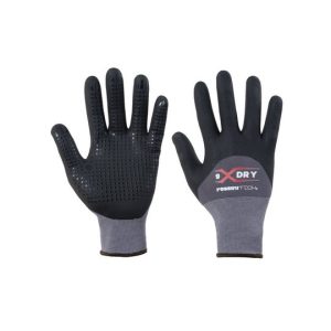 GGC045 - Guanto di nylon-spandex senza cuciture (15g). Rivestito a 3/4 in microschiuma di nitrile (traspirante a 360°)