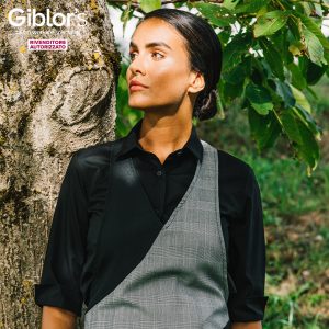 FLORIDA - Grembiule donna con pettorina scollo a V nero e pincipe di Galles