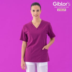 SONIA - Casacca medicale maniche corte scollo a V in 7 colori, tessuto tecnico