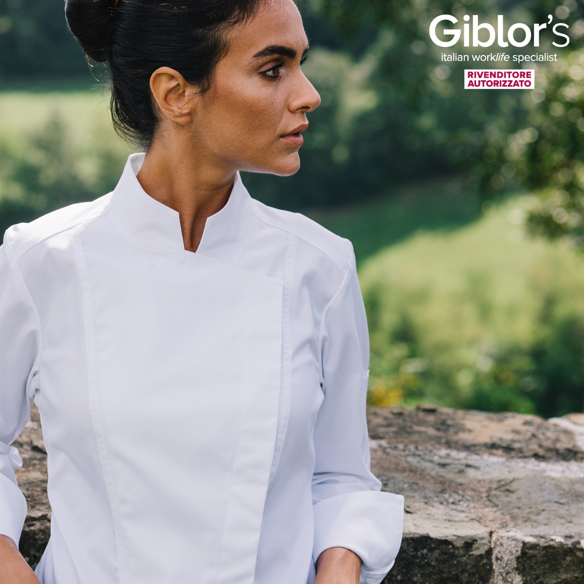 BRIDGET - Giacca Chef donna bianca o nera con automatici nascosti