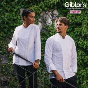 GIORGIO - Giacca chef da uomo bianca o nera in tessuto traspirante superlight