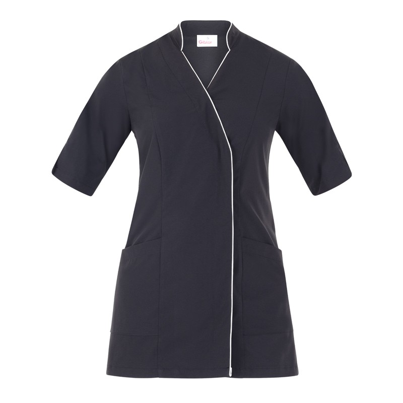 VENERE - Casacca da donna con scollo a V maniche corte per centri estetici o spa in tessuto extralight - immagine 4