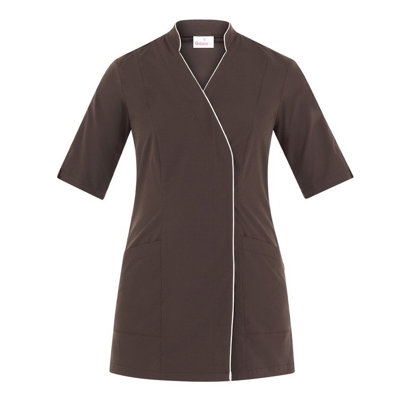 VENERE - Casacca da donna con scollo a V maniche corte per centri estetici o spa in tessuto extralight - immagine 3