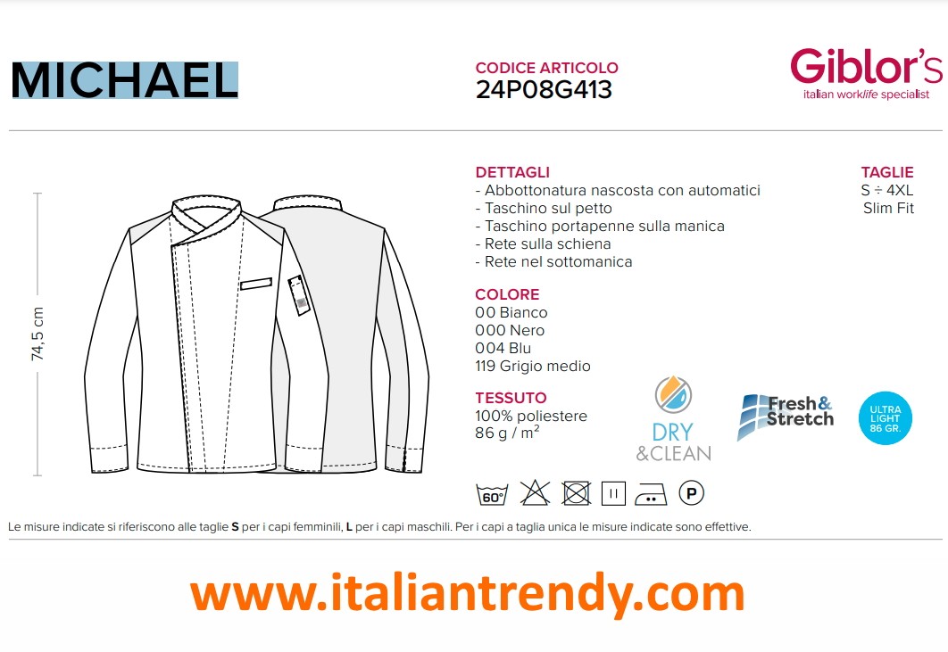 MICHAEL - Giacca chef leggera in 4 colori tessuto idrorepellente - immagine 12