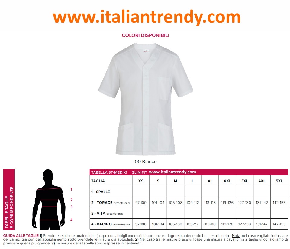 FRANCO - Casacca bianca aperta con scollo a V e maniche corte 100% cotone - immagine 6