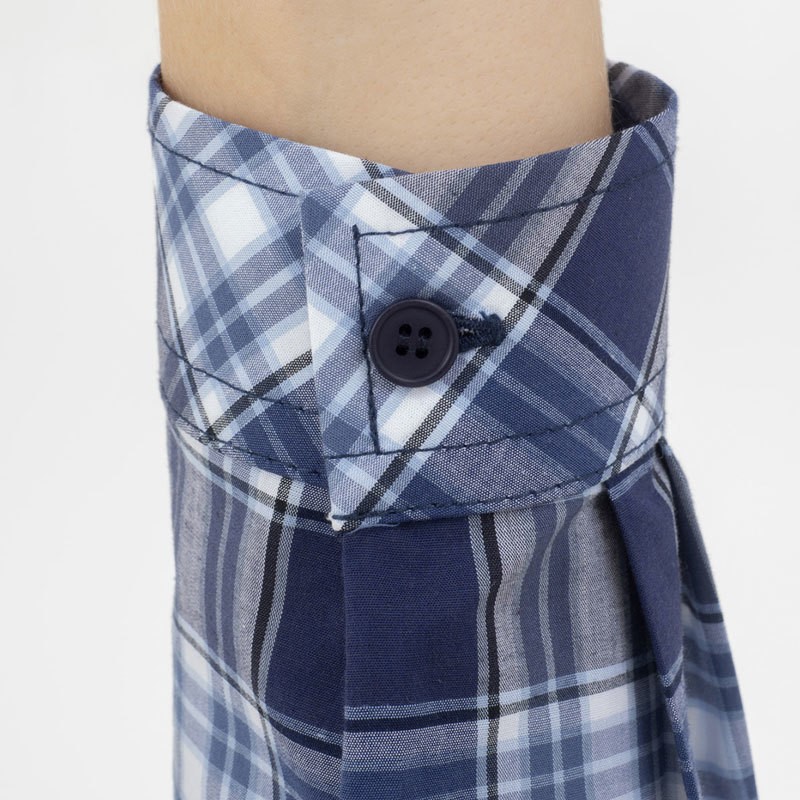 LILLY - Camicia da donna scozzese toni blu o a quadri blu e marrone - immagine 7