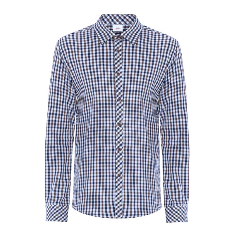 BORIS - Camicia da uomo scozzese toni blu o a quadri blu e marrone - immagine 2