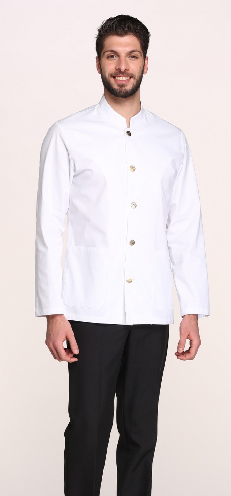PIER - Giacca bianca coreana con bottoni dorati per hotel o sala - immagine 2