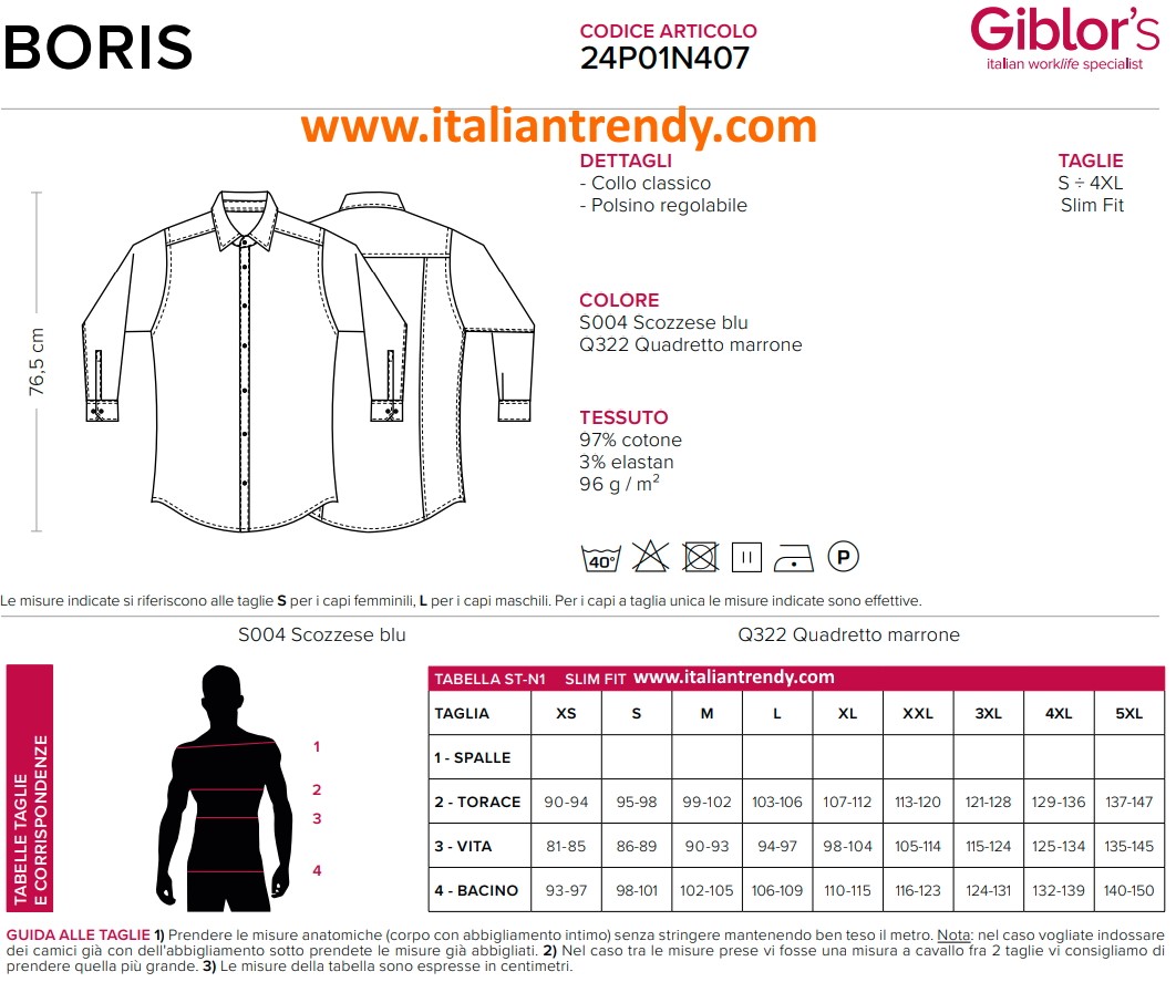 BORIS - Camicia da uomo scozzese toni blu o a quadri blu e marrone - immagine 4