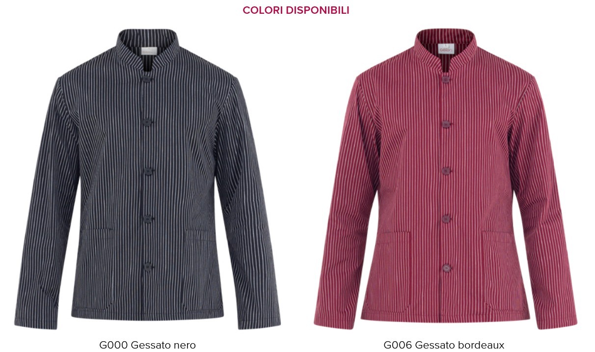 PIER - Giaccacoreana rigata nera o bordeaux con bottoni in tinta per hotel - immagine 3